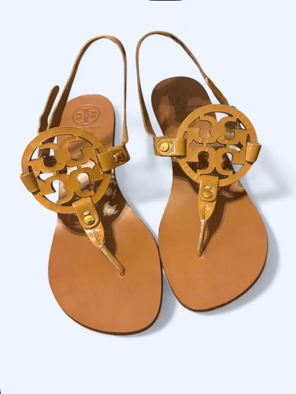 Tory Burch Holly Miller Leather Logo Kitten Heel Sandals